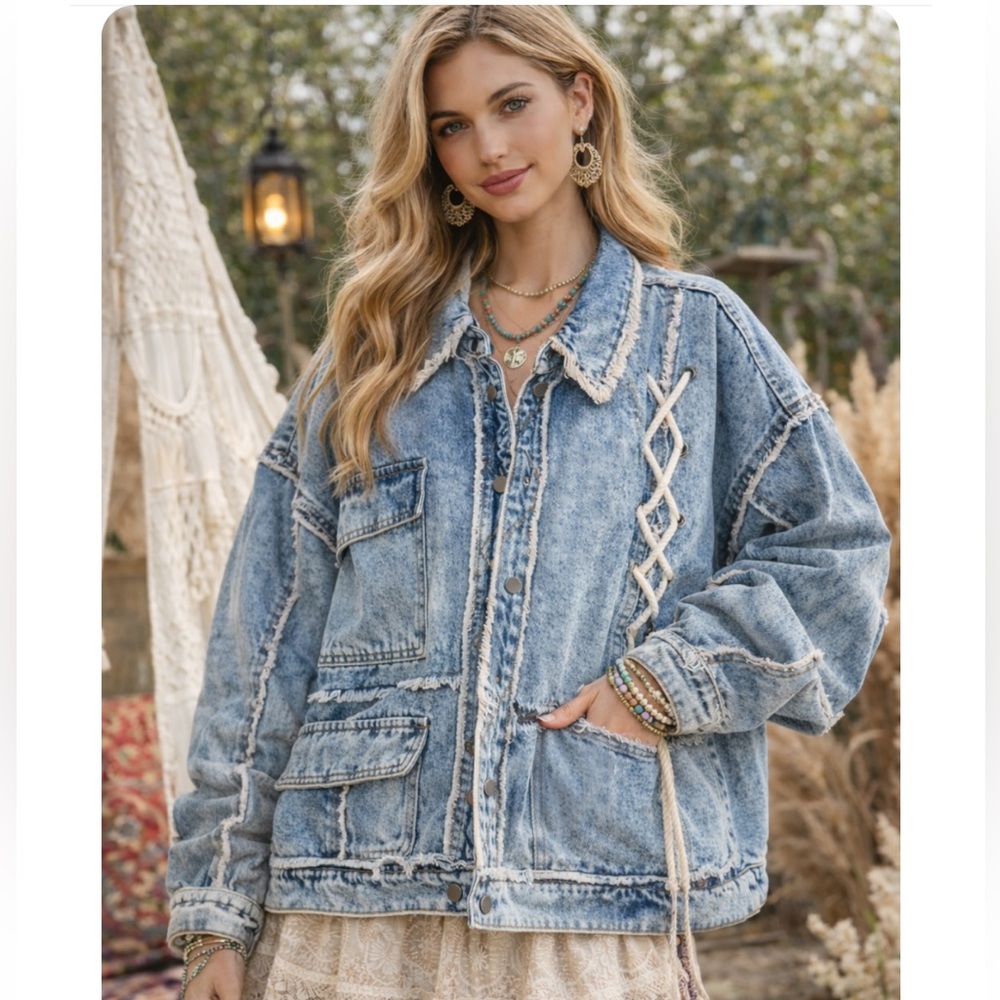 🆕 OLI & HALI Rope Detailed Patchwork Denim Jacket